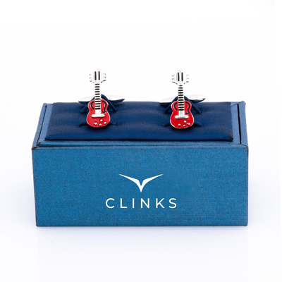 "Rock Out" Red Guitar Cufflinks