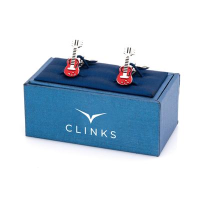 "Rock Out" Red Guitar Cufflinks