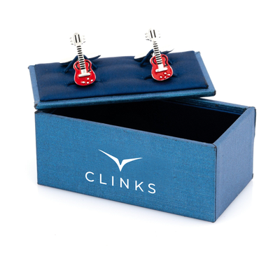 "Rock Out" Red Guitar Cufflinks