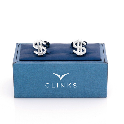 "$" Silver Dollar Sign Cufflinks