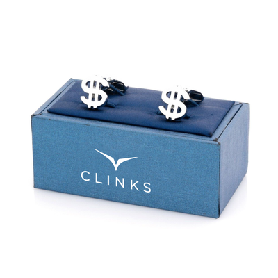 "$" Silver Dollar Sign Cufflinks