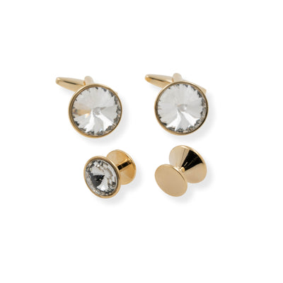 Gold Crystal Cufflinks & Stud Set