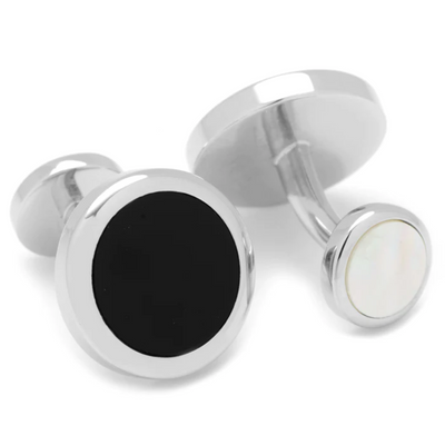 Double Sided Onyx Round Beveled Stud Set