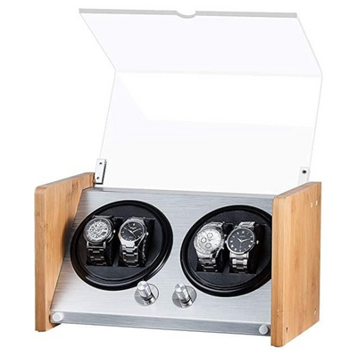 BLAQ Watch Winder Box 4 Watches in Aluminum & Bamboo