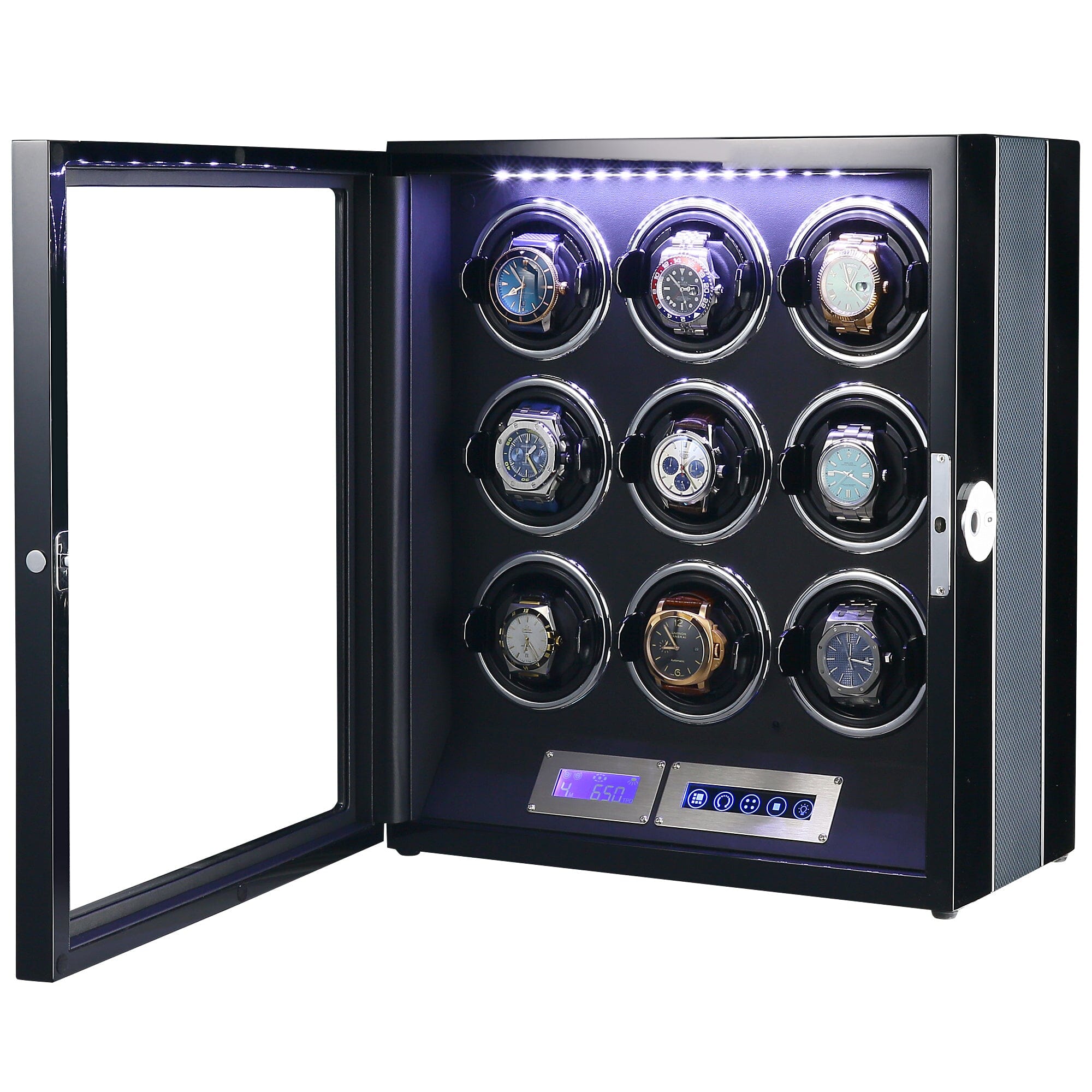 Flinders Watch Winder for 9 Watches with Fingerprint Lock Watch Winder Boxes Clinks 