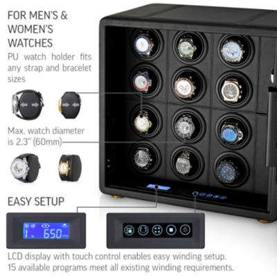 Vanguard Steel Watch Winder Security Safe with Digital Lock and Alarm