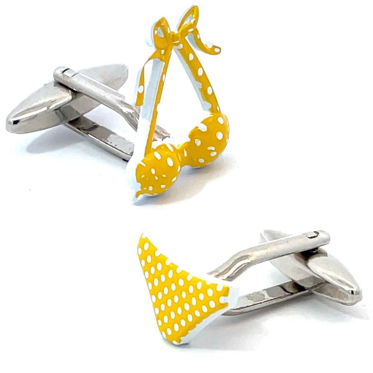 Yellow Polka Dot Bikini Cufflinks