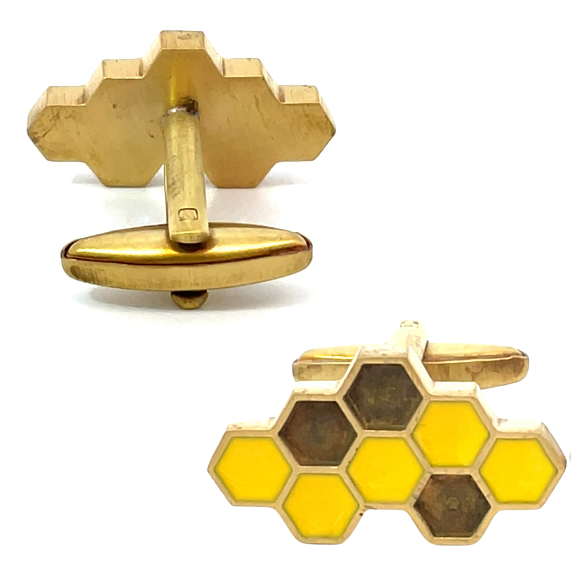 Bees Honeycomb Brushed Cufflinks