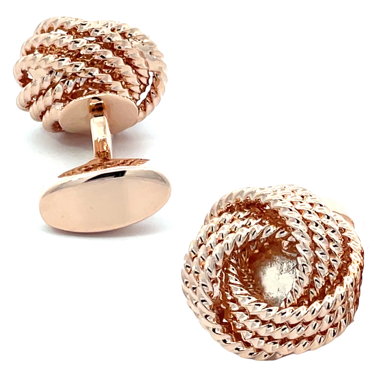 Large Rose Gold Woven Knots Cufflinks