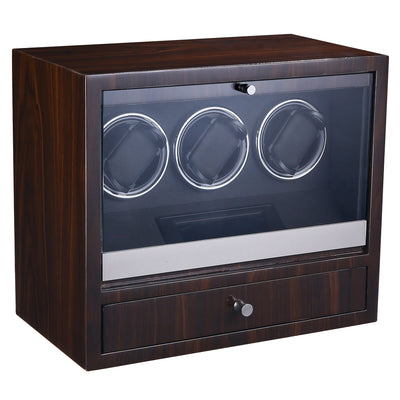 Brighton Watch Winder for 3 Watches with Drawer