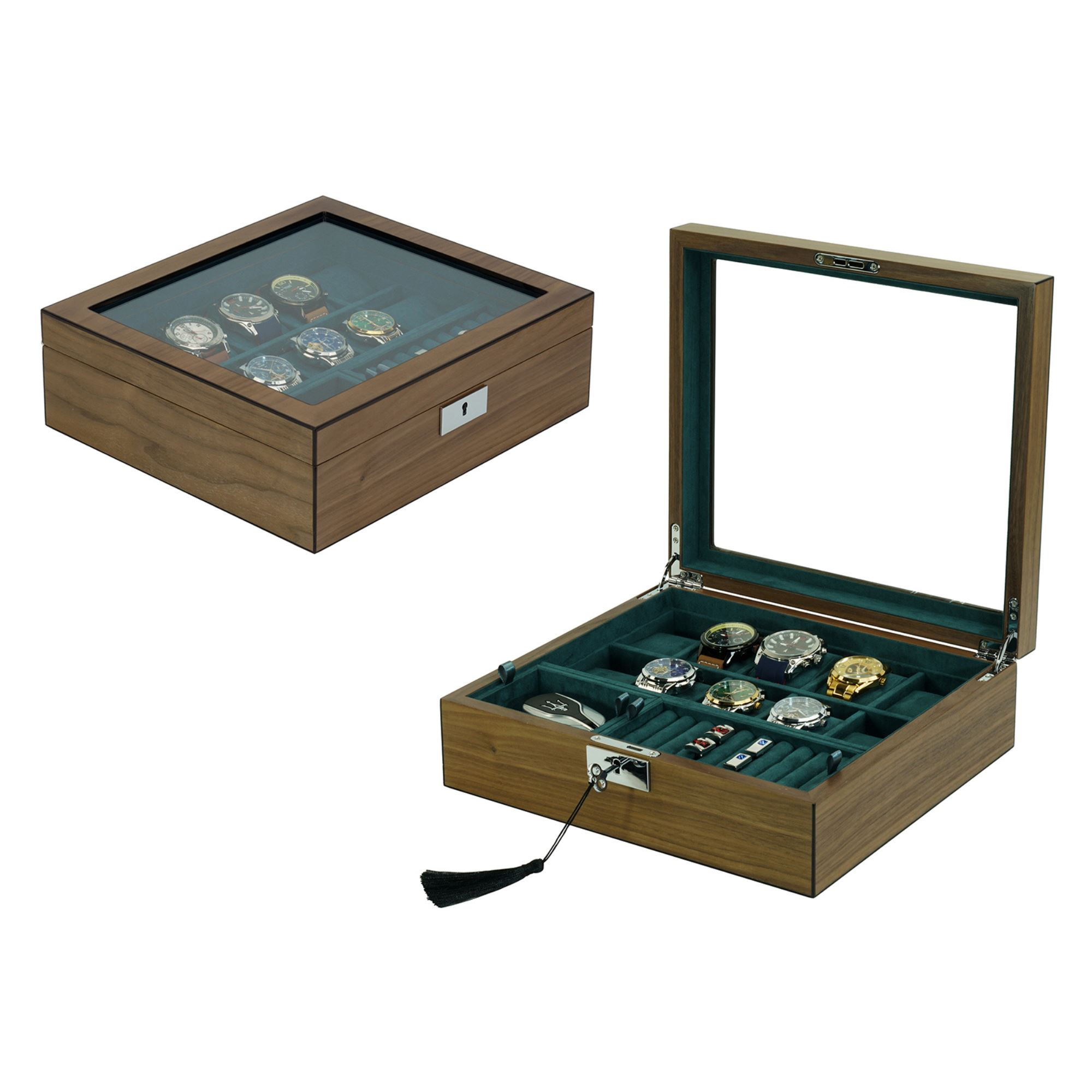 Seconds - 10 Slots Walnut Wooden Watch Box with Removable Trays (A)