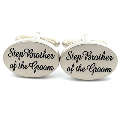 Step Brother of the Groom Script Wedding Cufflinks