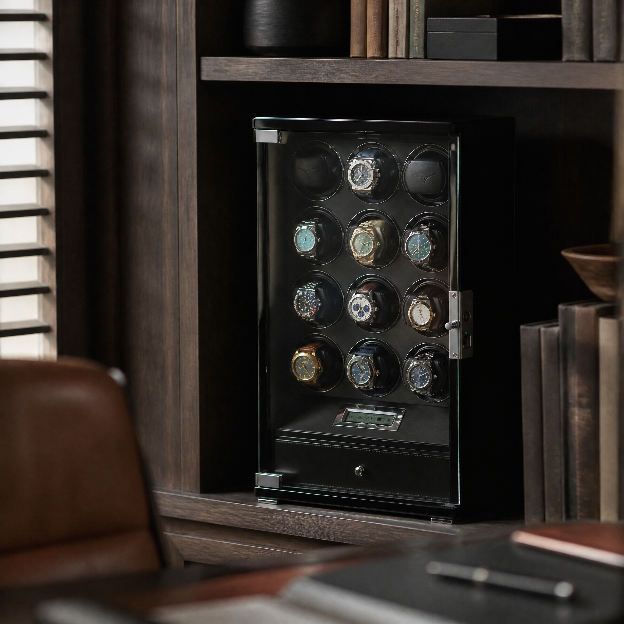 Daylesford 12 Watch Winder in Black — lifestyle shot