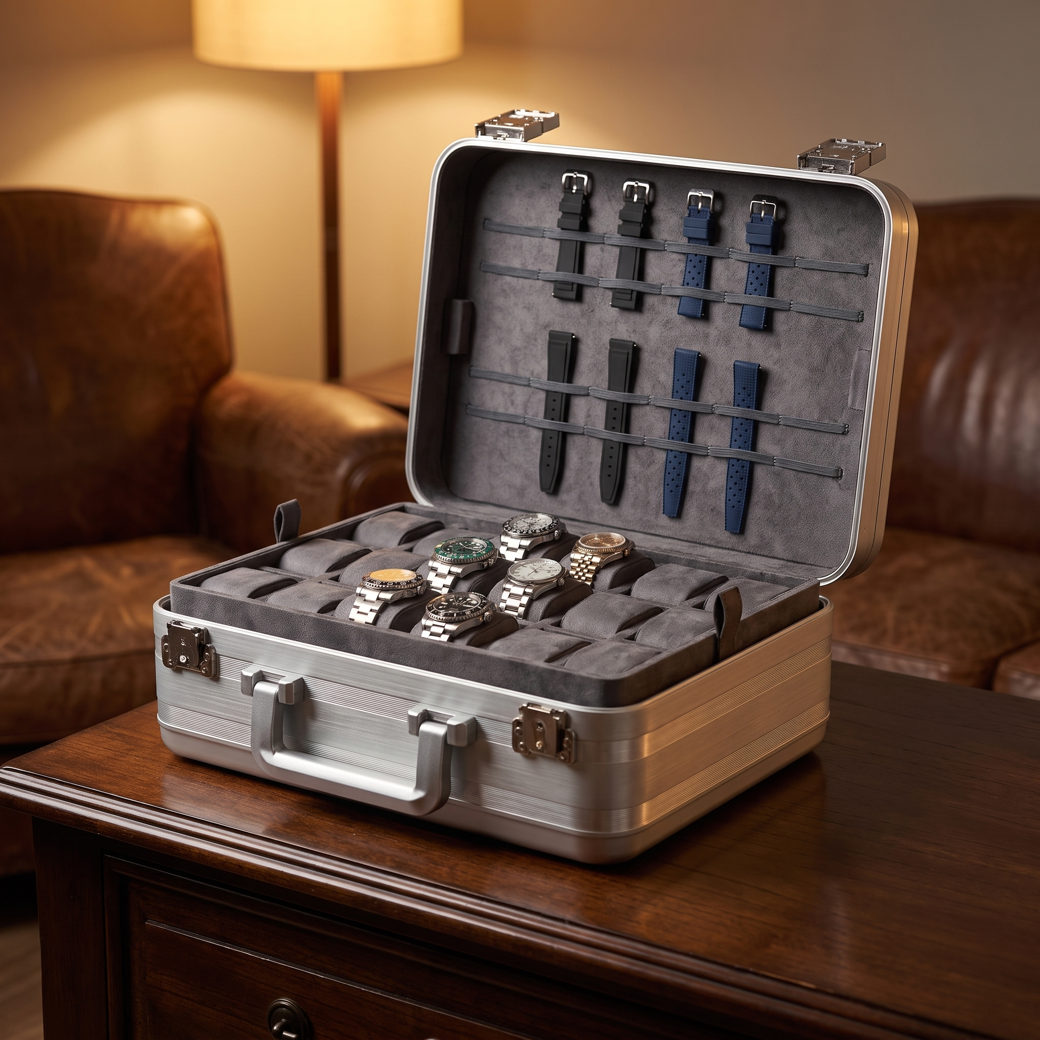 36 Slot Aluminium Watch Travel Case with Lock — lifestyle shot