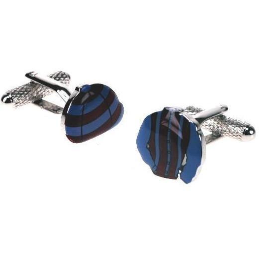 Jockey Cap and Shirt Cufflinks: Blue and Red