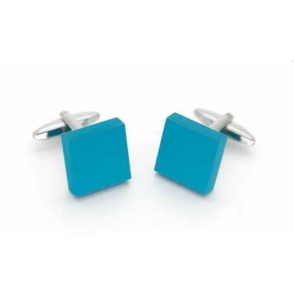 Matt Aqua Square Cufflinks