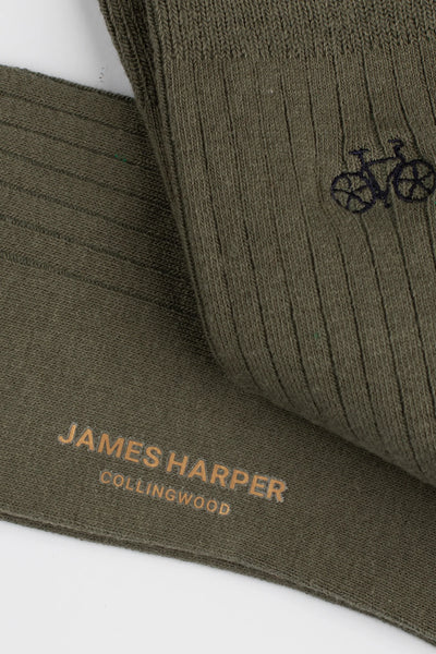 See SK3008 Olive Ribbed Socks