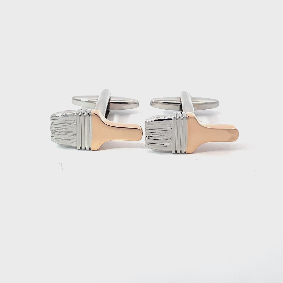 Rose Gold Silver Paint Brush Cufflinks