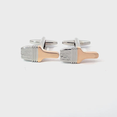 Rose Gold Silver Paint Brush Cufflinks