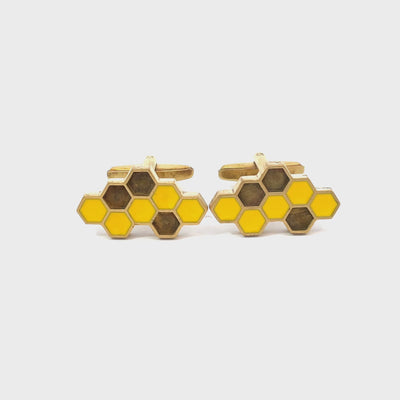 Bees Honeycomb Brushed Cufflinks
