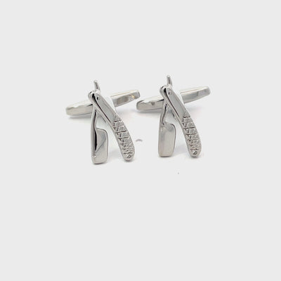Barbers Straight Razors Silver Cufflinks