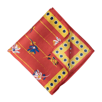 Red Floriana Print Pocket Square