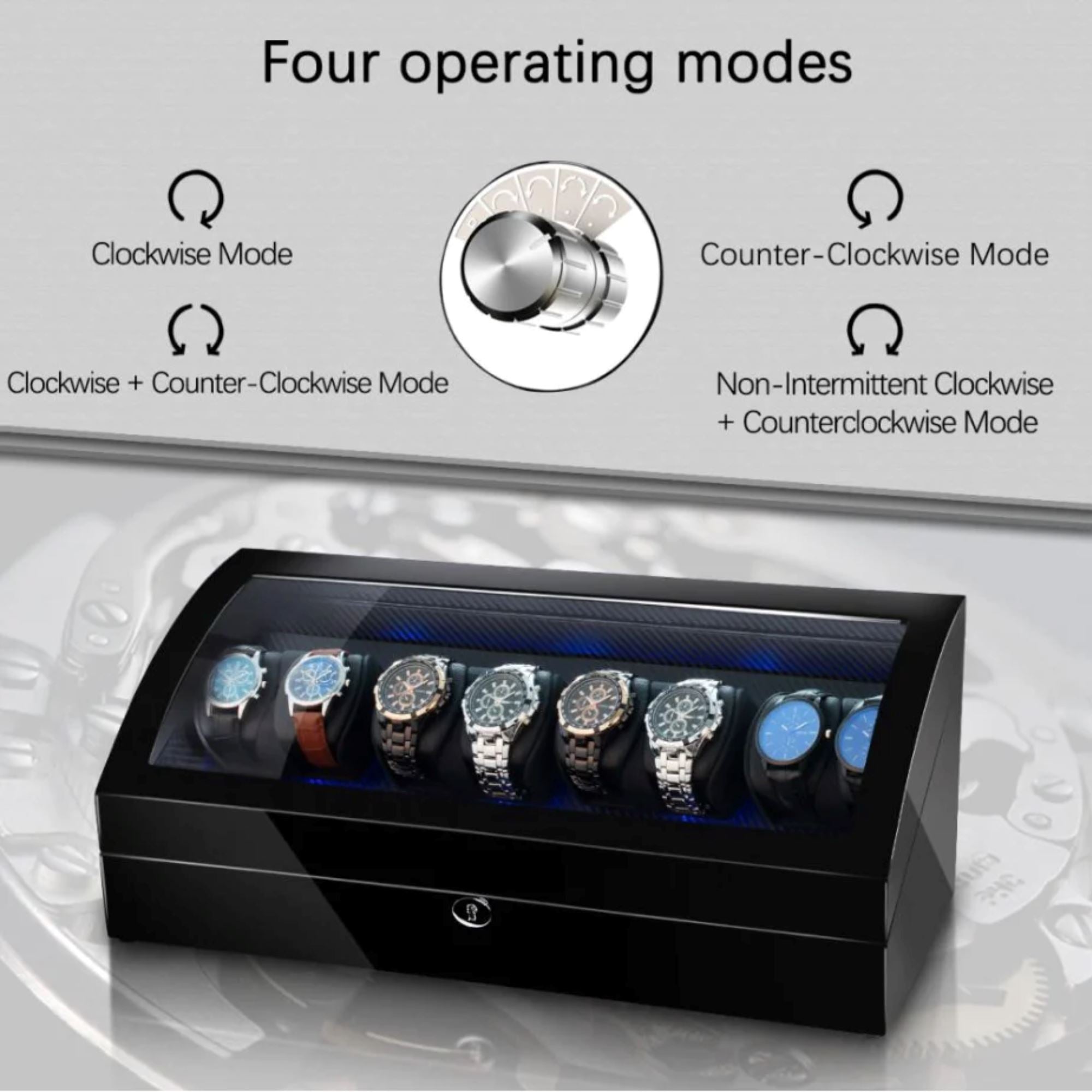 Seconds - Avoca Watch Winder Box for 8 + 8 Watches in Black (c) Seconds Clinks 