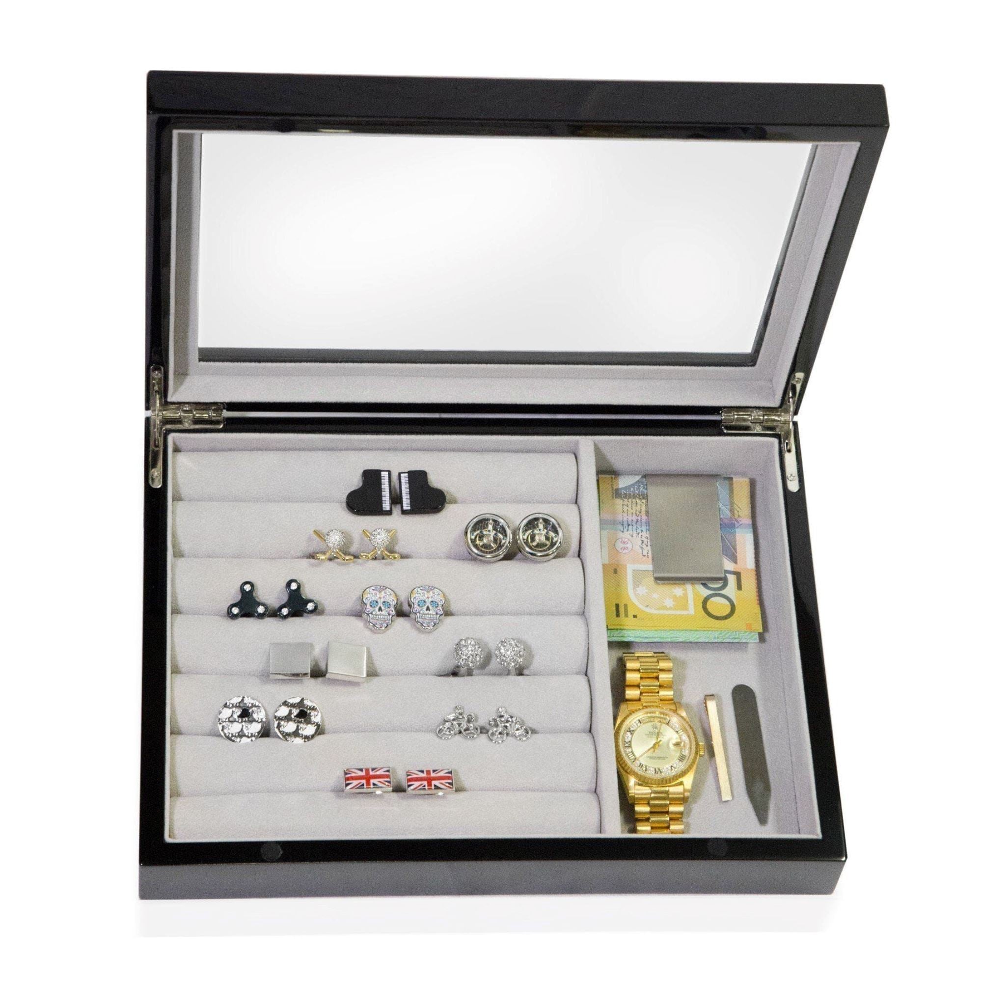 Seconds - Medium Cufflink and Valet Box Black Seconds Clinks Australia 