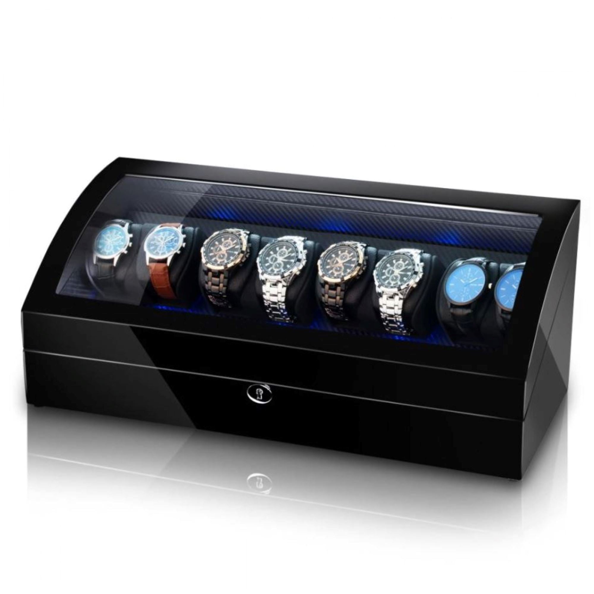 Seconds - Avoca Watch Winder Box for 8 + 8 Watches in Black (d) Seconds Clinks 
