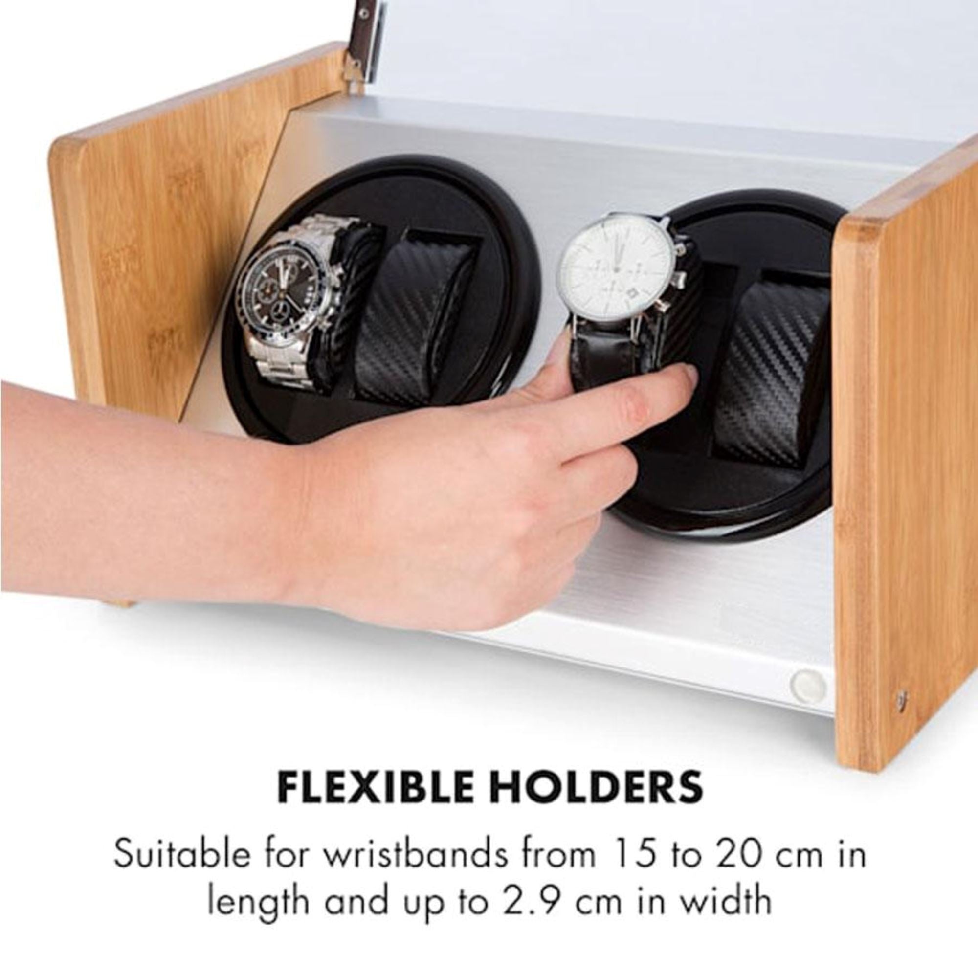 Seconds - BLAQ Watch Winder Box 4 Watches in Aluminum & Bamboo (b) Seconds Clinks 
