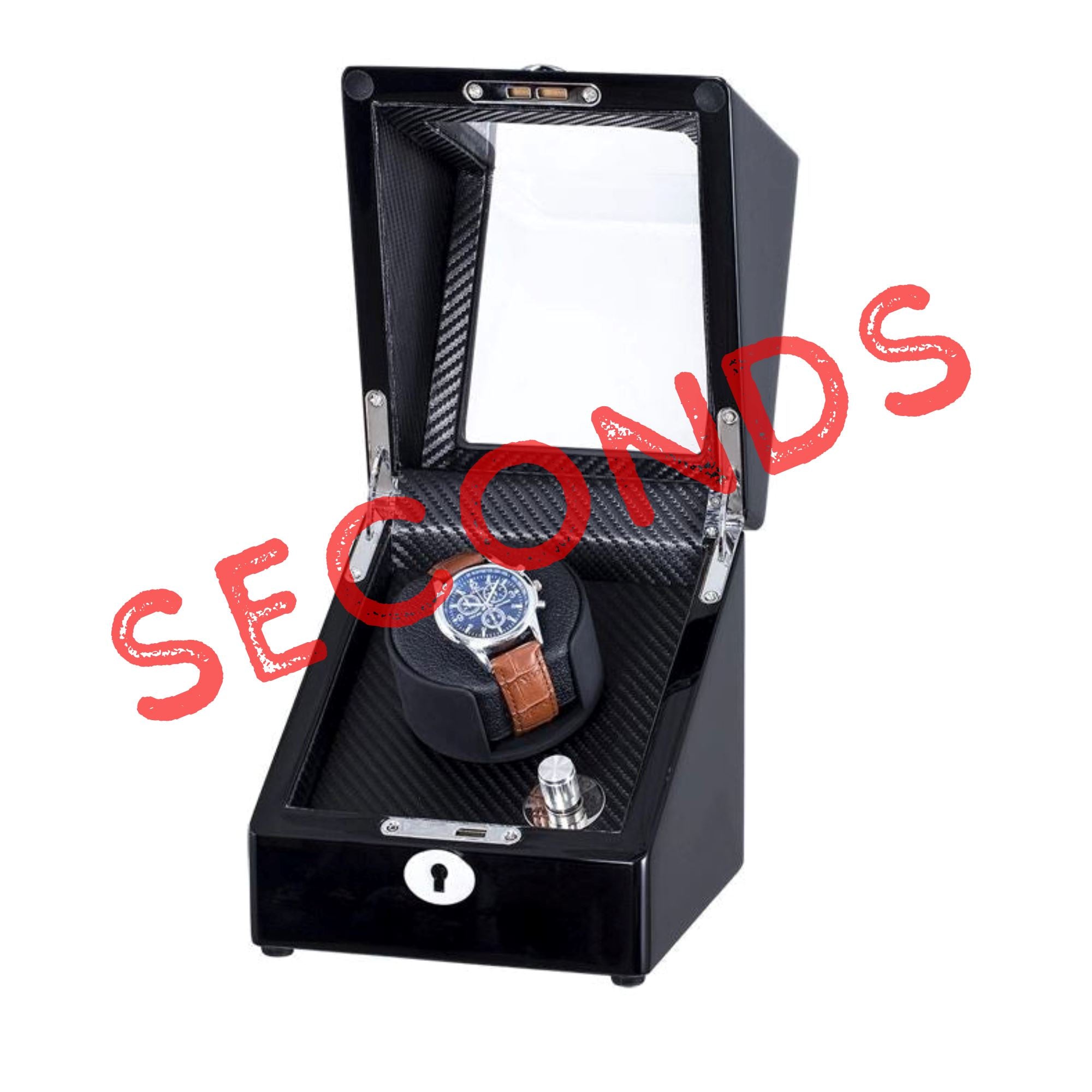 Seconds - Waratah Watch Winder Box for 1 Watch in Black (b) Seconds Clinks 