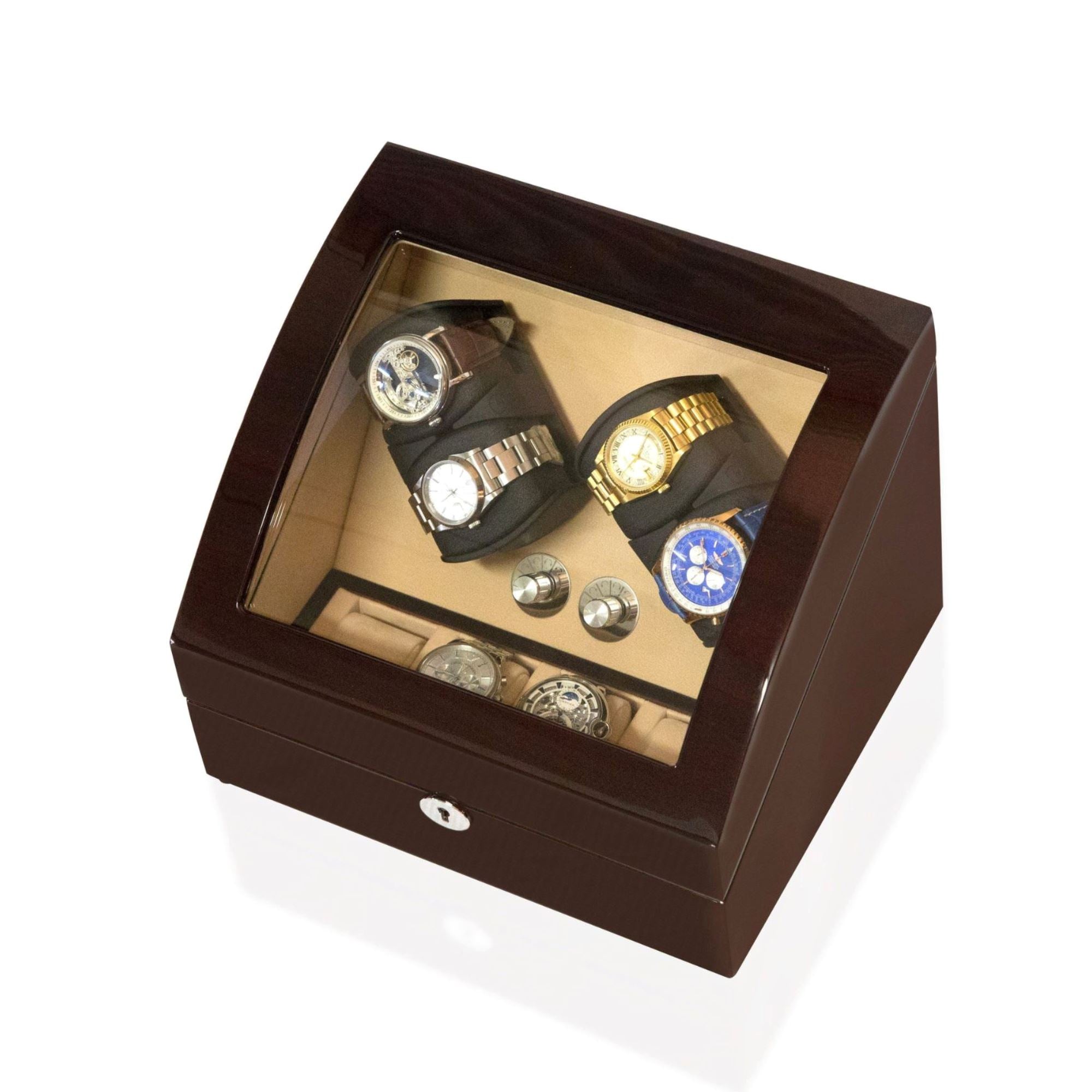 Seconds - Avoca Watch Winder Box 4 + 4 Watches in Mahogany (c) Seconds Clinks 