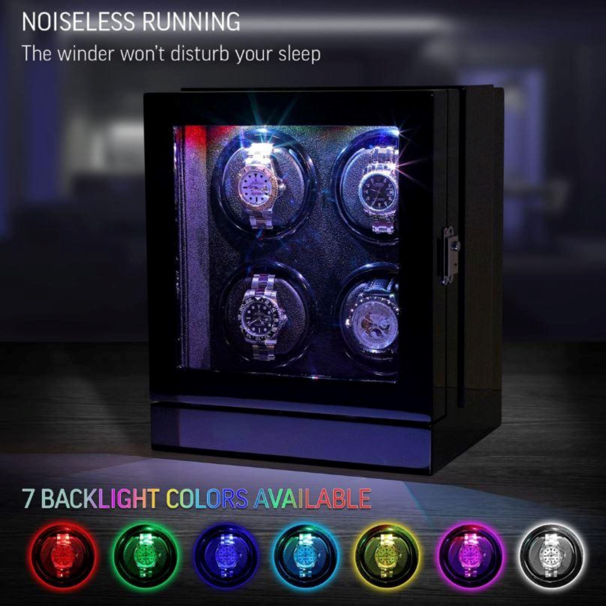 Seconds - Sydney Watch Winder Box for 4 Watches in Black Seconds Clinks 