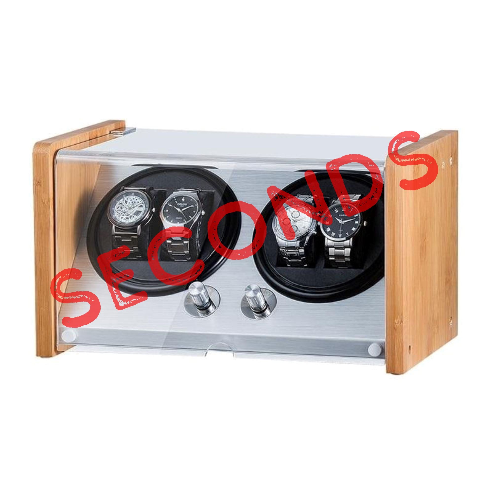 Seconds - BLAQ Watch Winder Box 4 Watches in Aluminum & Bamboo (c) Seconds Clinks 