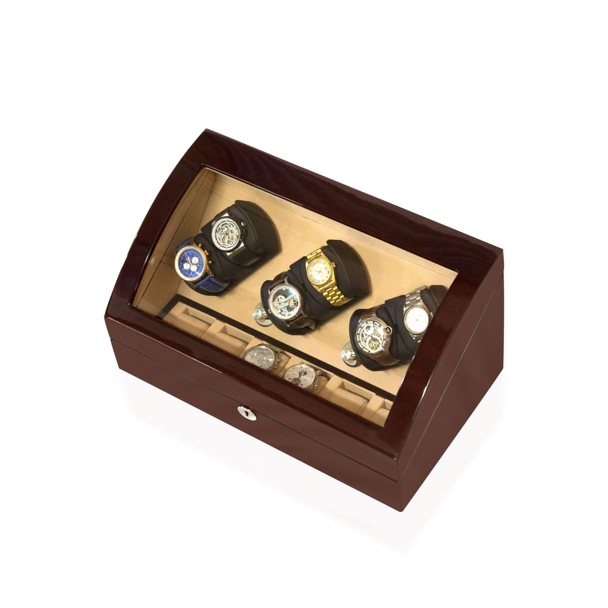 Seconds - Avoca Watch Winder Box 6 + 6 Watches in Mahogany (b) Seconds Clinks 