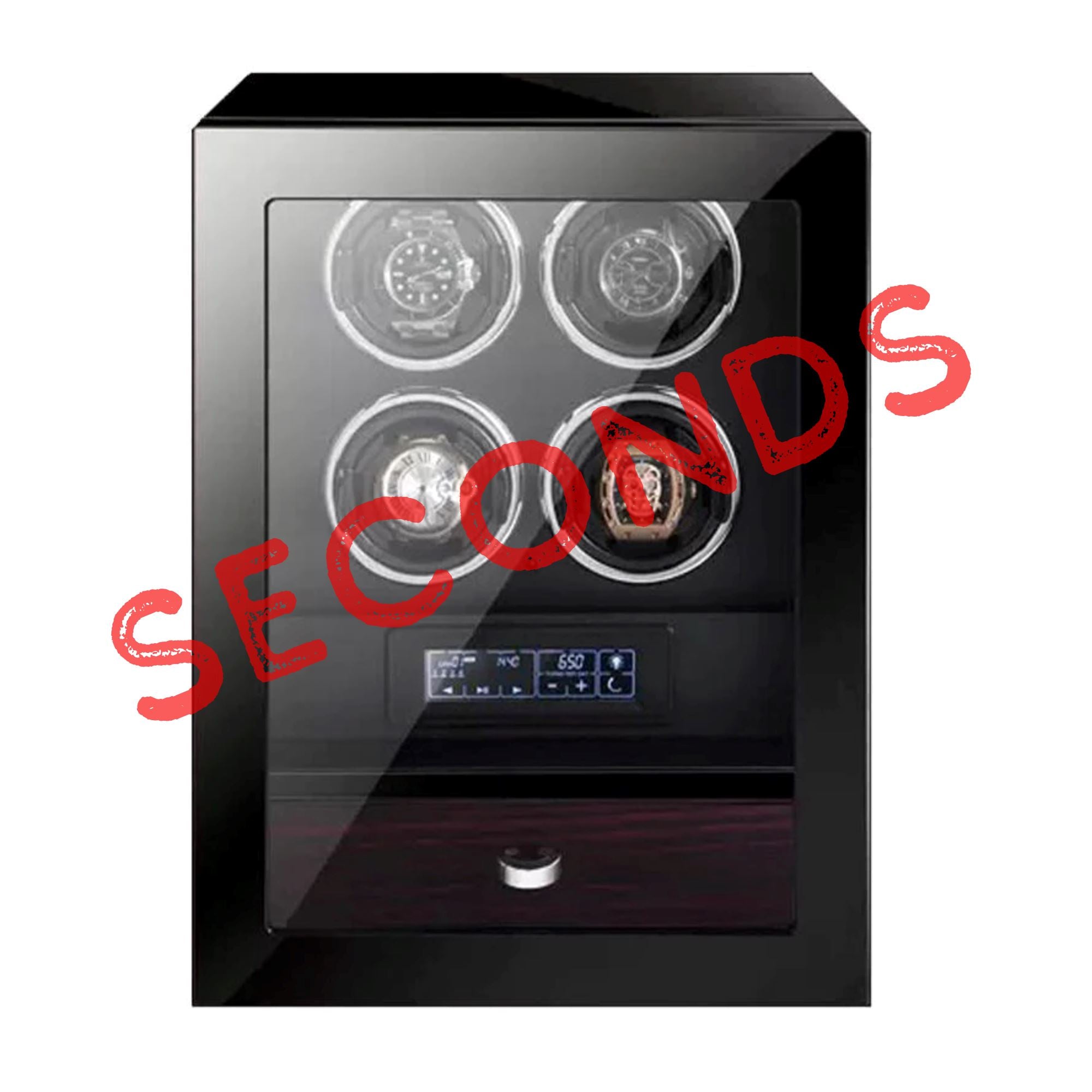 Seconds - Yarra Quad Watch Winder for 4 + Drawer with Fingerprint Lock Seconds Clinks 