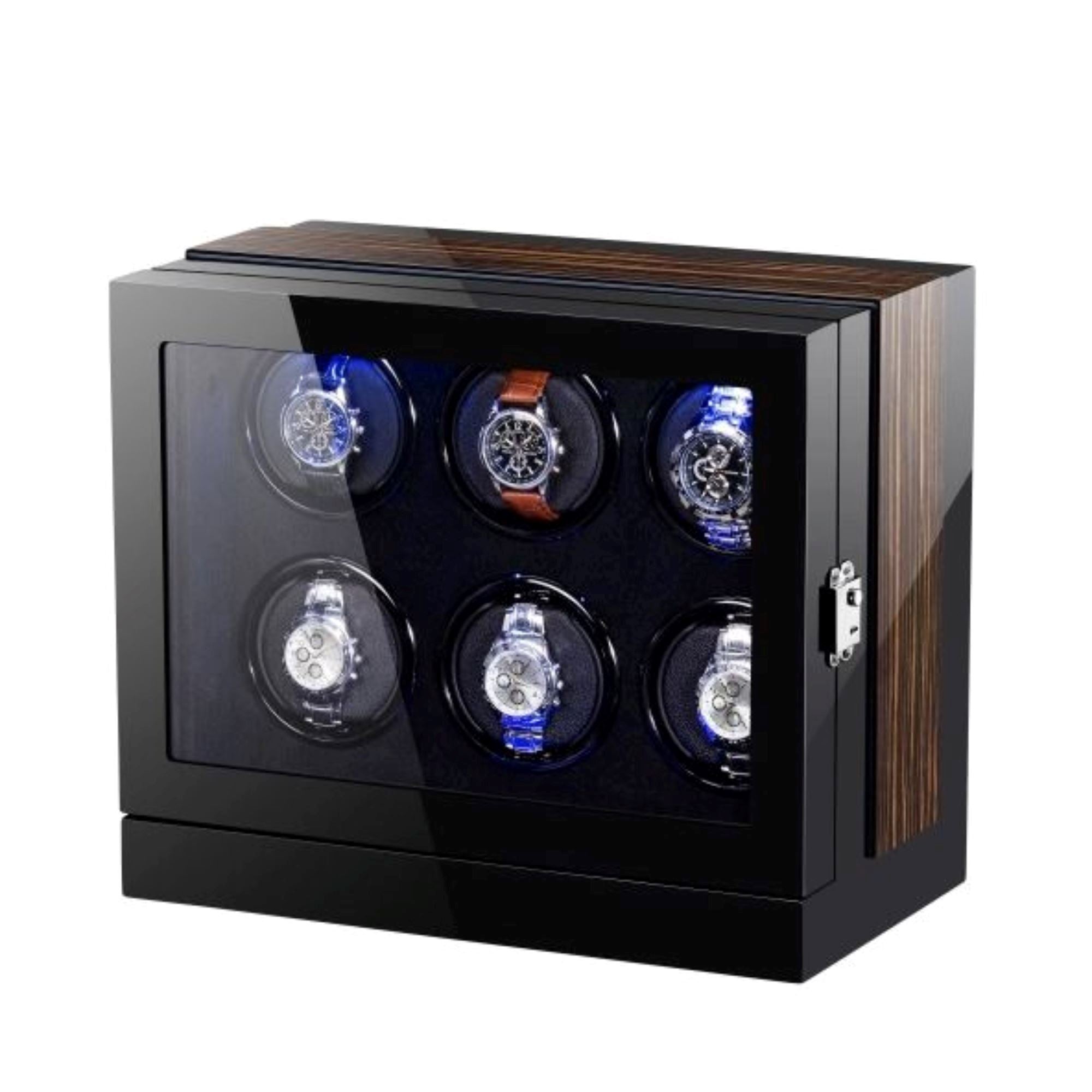 Seconds - Sydney Watch Winder Box for 6 Watches in Black (f) Seconds Clinks 