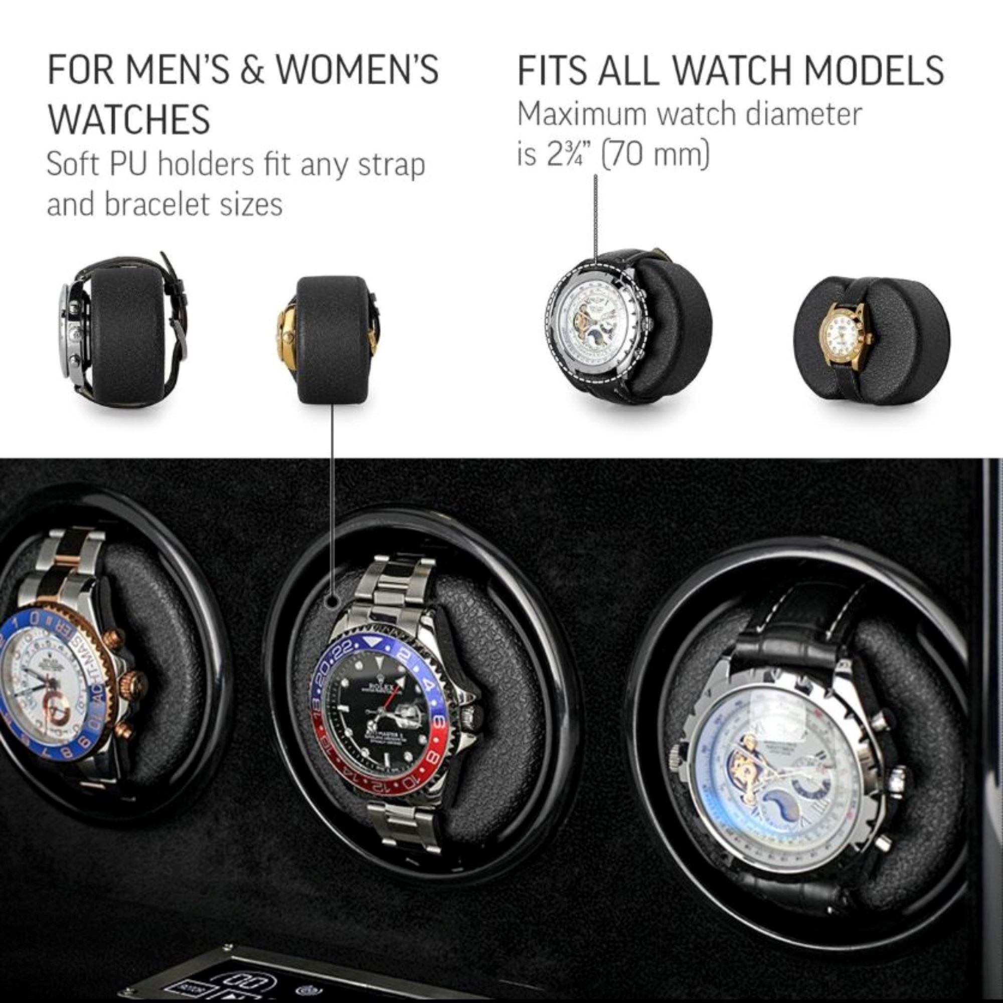Seconds - Sydney Watch Winder Box for 6 Watches in Black (f) Seconds Clinks 