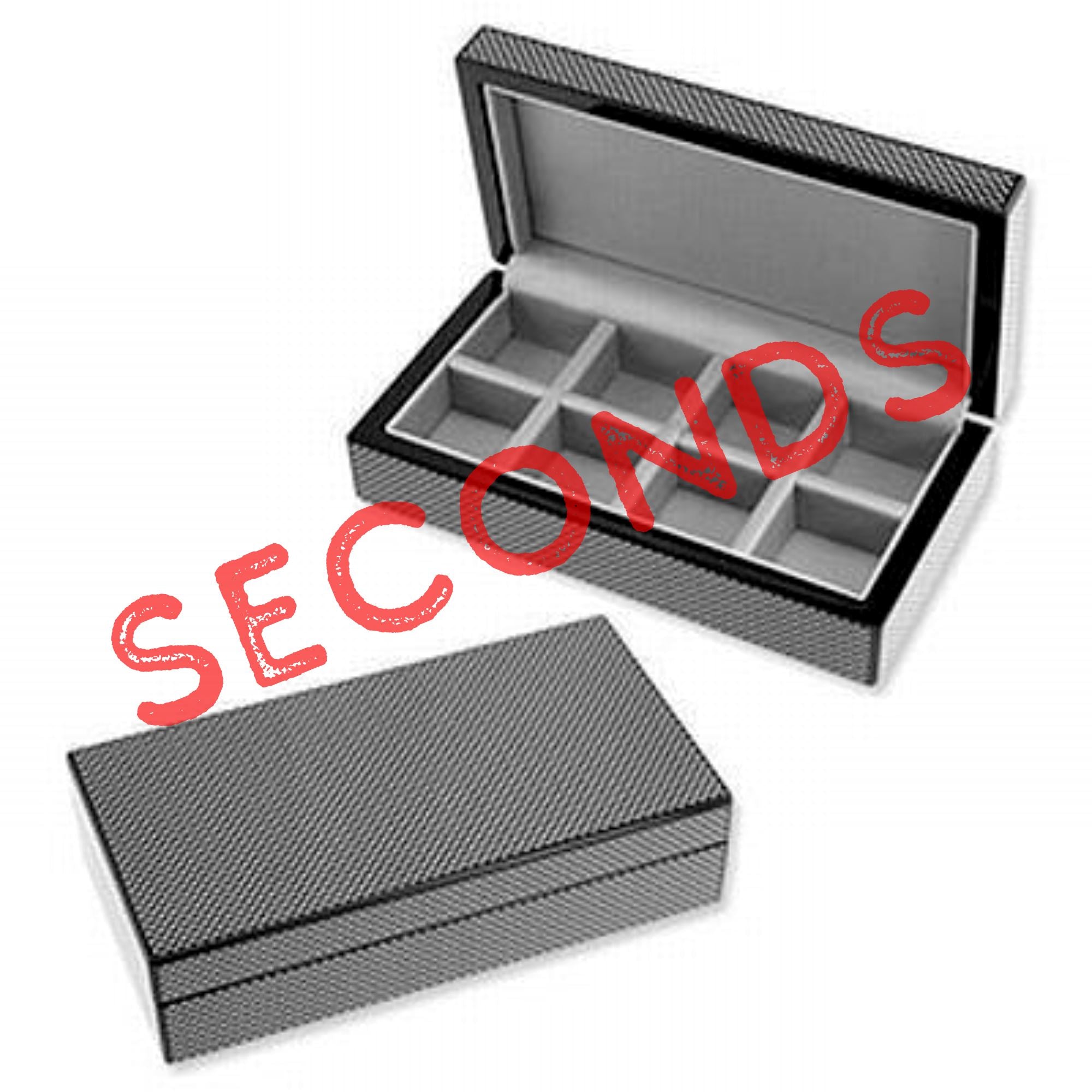Seconds - 8 Pair Wooden Carbon Fibre Look Storage Box (B) Seconds Clinks 