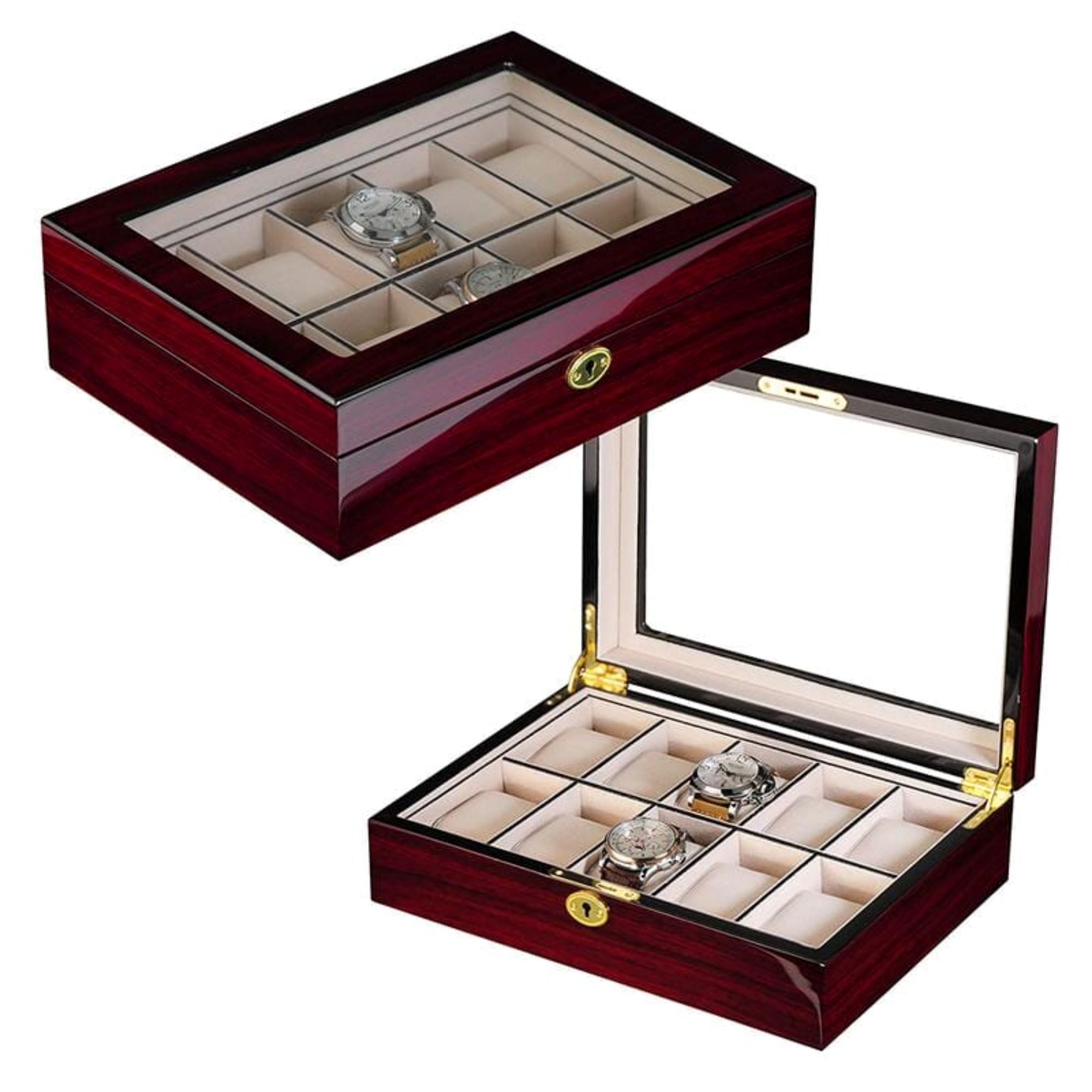 Seconds - Dark Cherry Wooden Watch Box for 10 Watches Seconds Clinks 