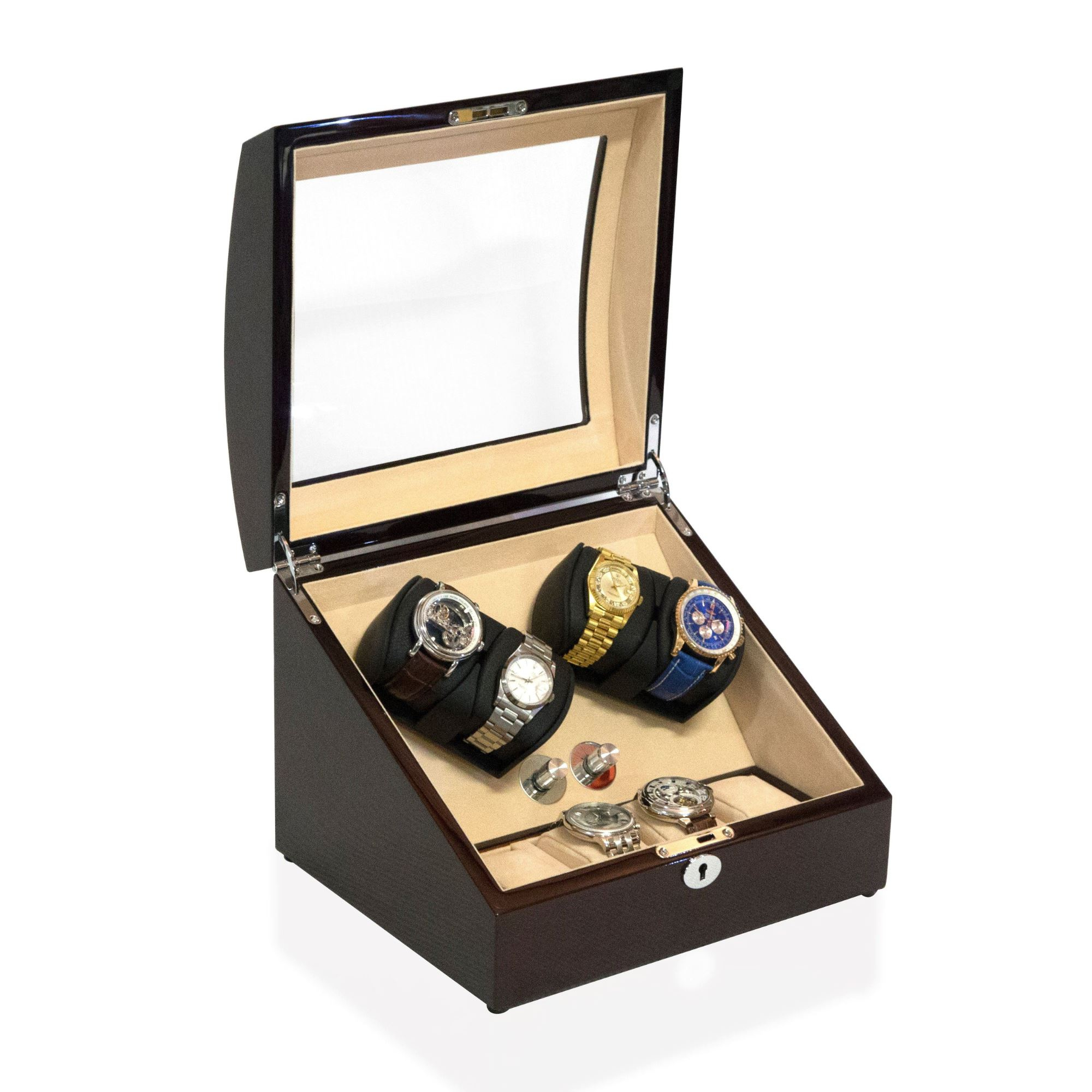 Seconds - Avoca Watch Winder Box 4 + 4 Watches in Mahogany (H)