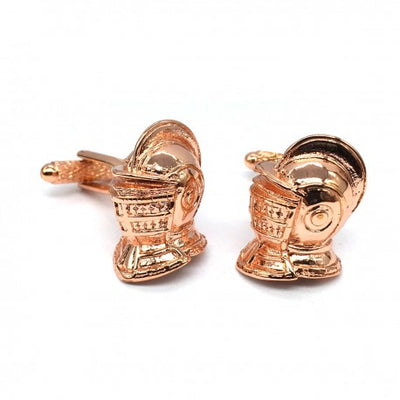 Medieval Knights Helmet Cufflinks in Copper