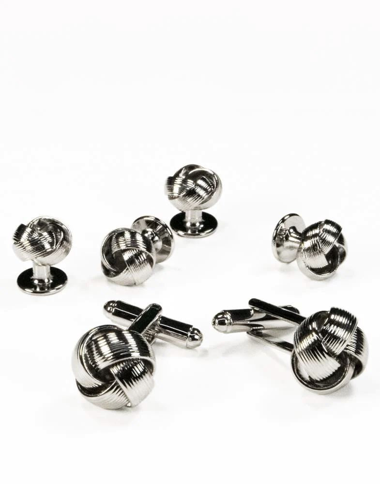 Silver Love knots Cufflinks and Stud Set Stud Sets Cristoforo Cardi 