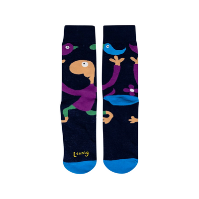Michael Leunig Running Man Navy Socks