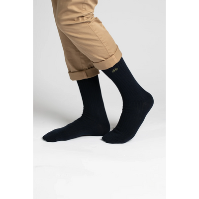 Navy Ribbed Socks