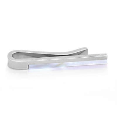 Mother of Pearl and Silver Tie Bar