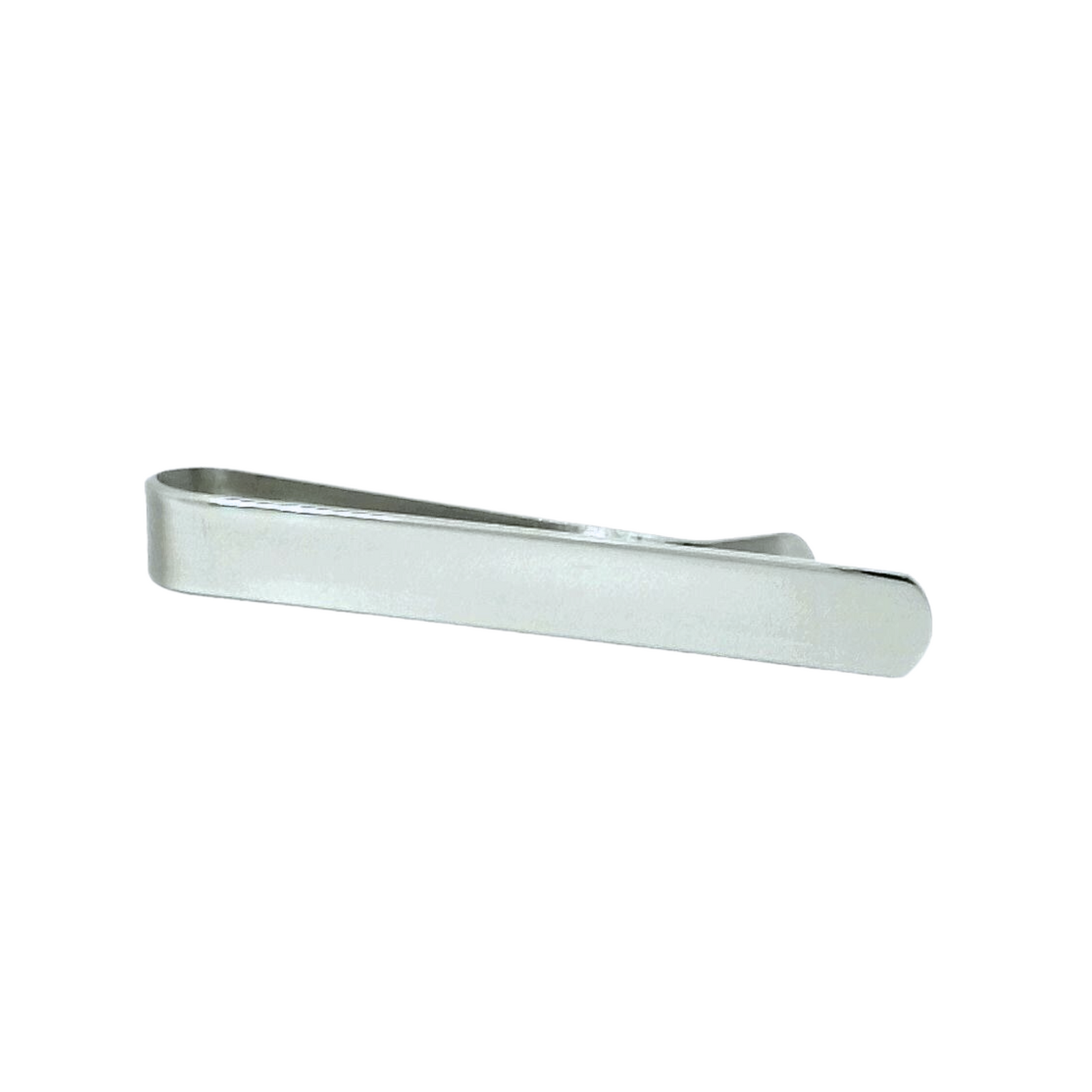 Engravable Shiny Silver Tie Bar with curved end 50mm