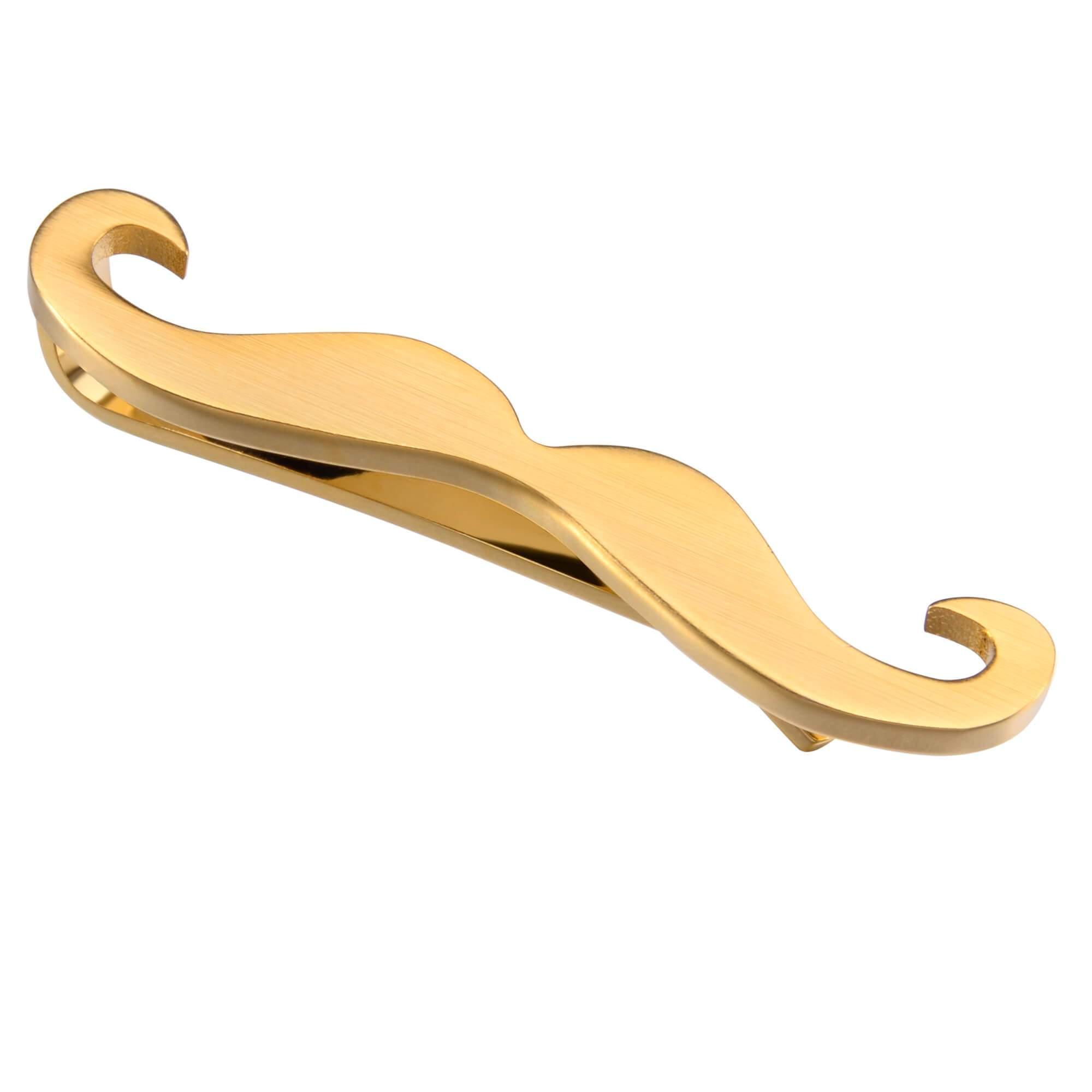 Moustache Tie Bar in Brushed Gold