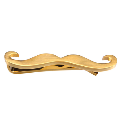 Moustache Tie Bar in Brushed Gold