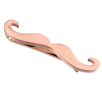 Moustache Tie Bar in Brushed Rose Gold